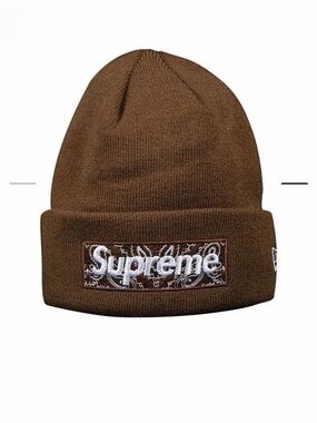 Supreme Brown Cuffed Beanie with Paisley Logo Patch